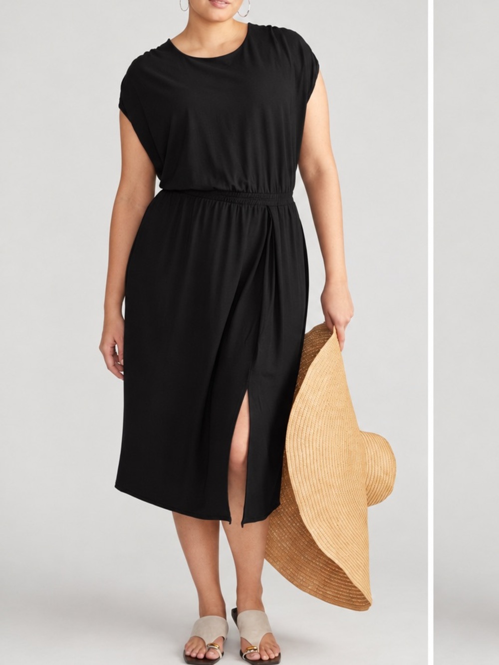 NWT Universal Standard Havana Divine Jersey Dress Midi Stretchy Black Size S